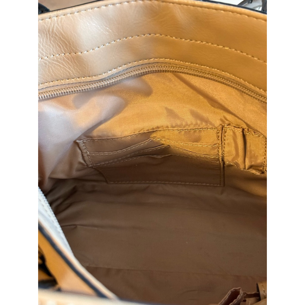 Tommy Hilfiger Double Top Handle Removable Shoulder Strap Beige Small Bag Purse - Picture 10 of 10